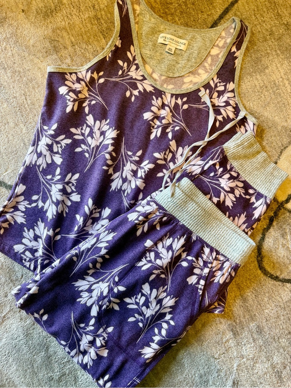 Karen Neuburger Purple Floral Tank & Shorts Sleep Set size Medium